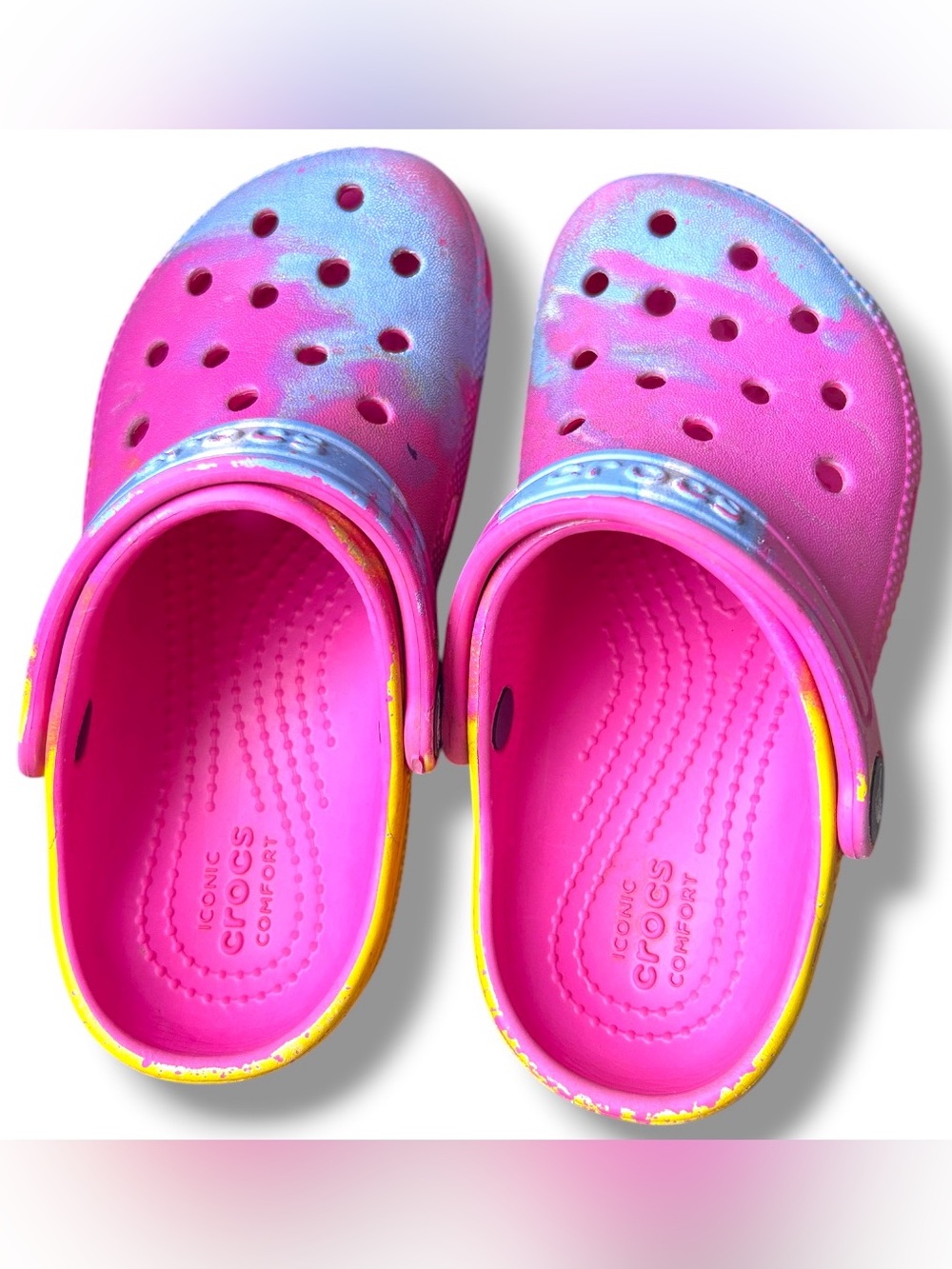CROCS Kids Tie-Dye Pink & Blue Classic Clogs Size 11 Toddler girl